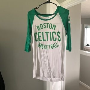 Womens Boston Celtics shirt. Small stain on right side.
